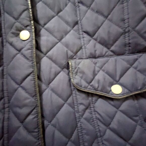 Larry Levine Eggplant Quilted Hooded Puffer Coat L L/S Snap Front Warm Winter Ja - Picture 8 of 11